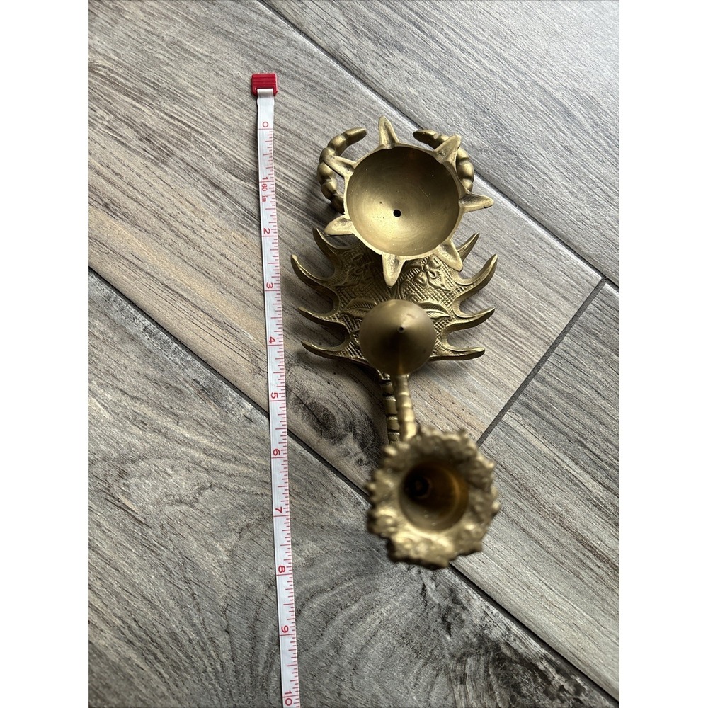 Vintage Brass Scorpion Candelabra & Incense Burner -Mid Century Indian Metalware - Picture 4 of 4